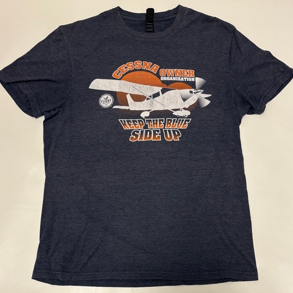 District Other - District Airplane 'Keep the Blue Side Up' Graphic Gray T-Shirt Cessna Owner M